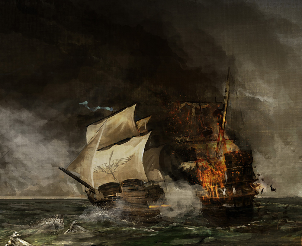 Sea Battle Painting